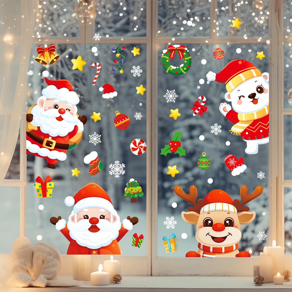 Cartoon Christmas Santa Claus  - огляд і ціна Snowflake Window Decal
