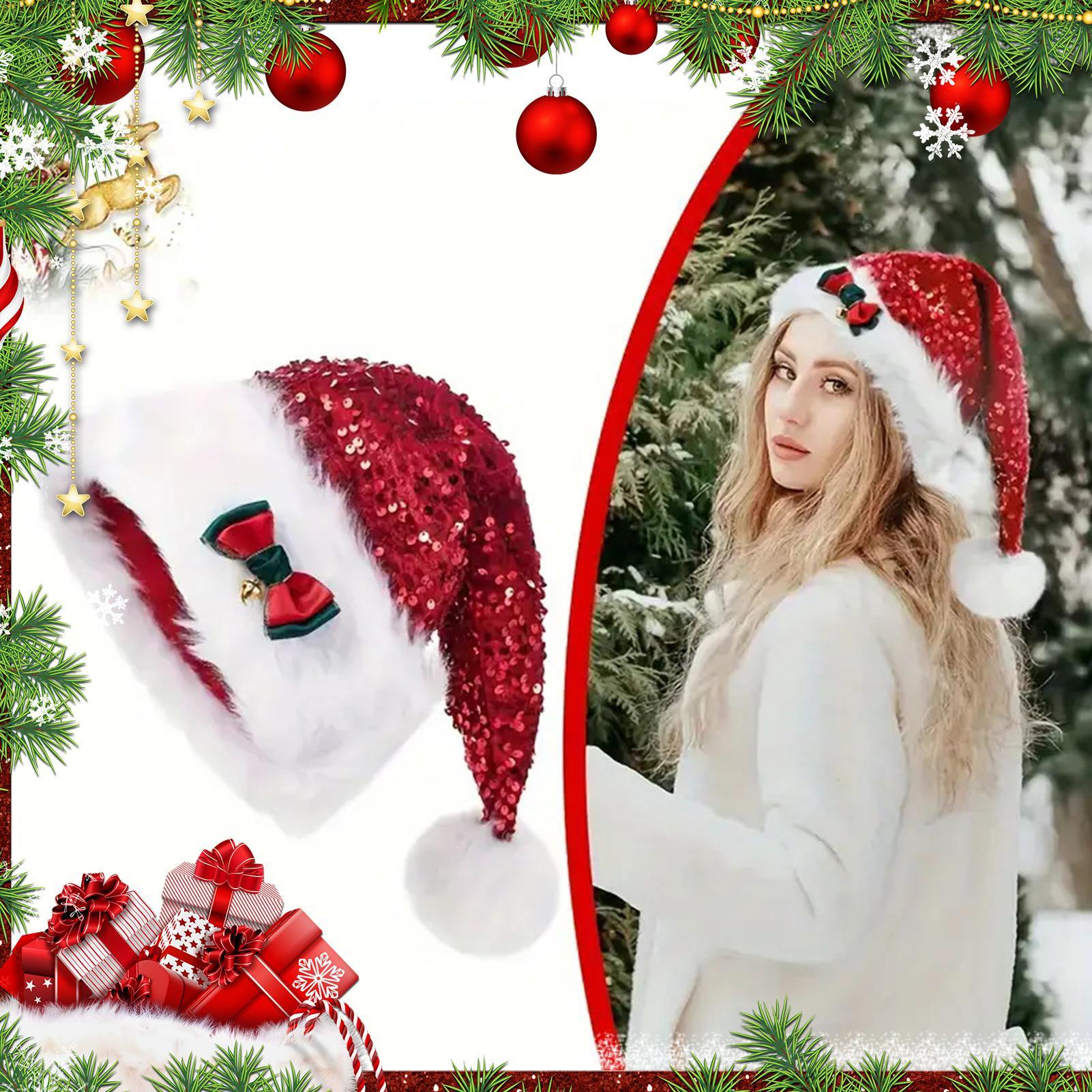 Plush Christmas Hats Sequin Bo - огляд і ціна Santa Hat Plush