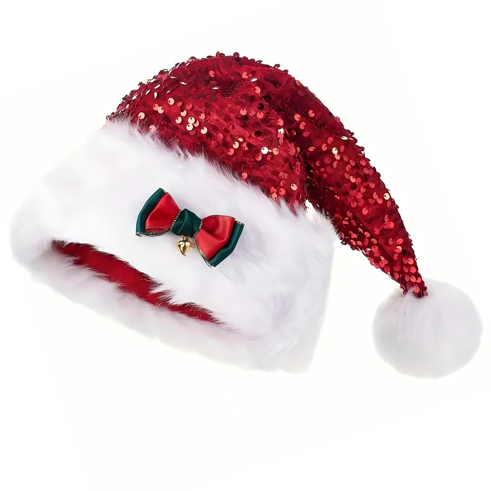 Plush Christmas Hats Sequin Bo - огляд і ціна Santa Hat Plush